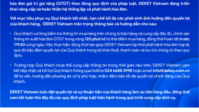 Photo of DEKEY Vietnam – Thông báo về việc đăng kí thông tin xuất hóa đơn giá trị gia tăng